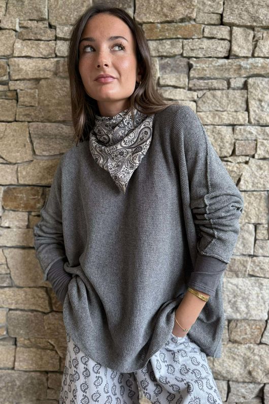 Conrad Slouch Cotton Knit Grey Marl